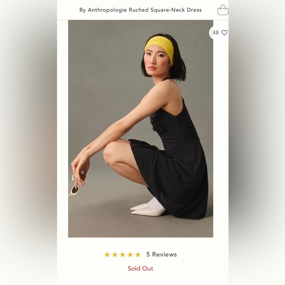 Anthropologie Ruched Square-Neck Dress